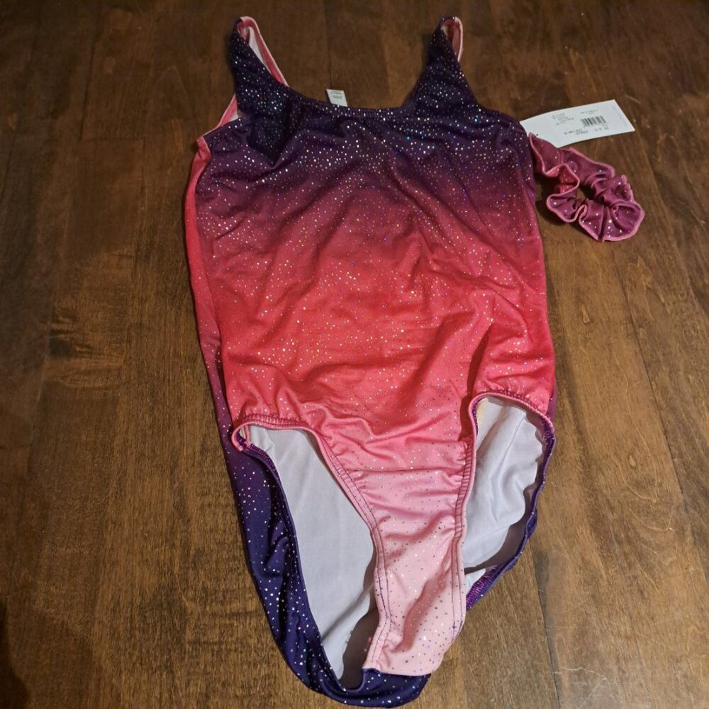 Mondor pink purple ombre sparkles competition gymnastic bodysuit adult small NWT